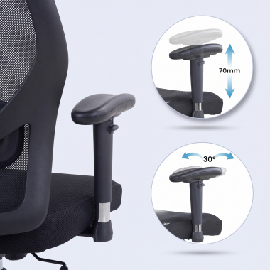 sedia smart working nero con poggiatesta rete transpirante braccioli regolabili 2d supporto lombare poggiatesta 6