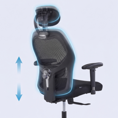 sedia smart working nero con poggiatesta rete transpirante braccioli regolabili 2d supporto lombare poggiatesta 7