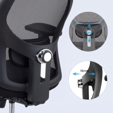 sedia smart working nero senza poggiatesta rete transpirante braccioli regolabili 2d supporto lombare 5