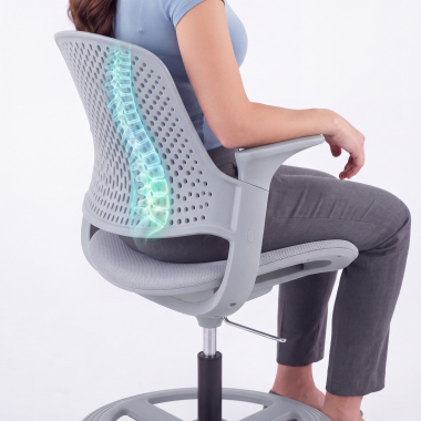 sgabello ergonomico grigio dorian rete transpirante braccioli fissi 7
