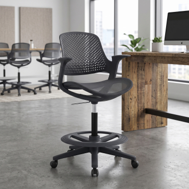 sgabello ergonomico antracite dorian rete transpirante braccioli fissi 2