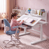 Scrivania per bambini ErgoKid, multifunzione e regolabile, con cassetto estraibile, 100x60cm
