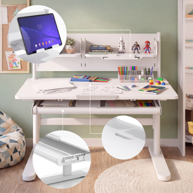scrivania per adolescenti bianco grigio ergokid 7