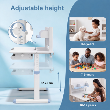 scrivania per adolescenti bianco blu ergokid 6