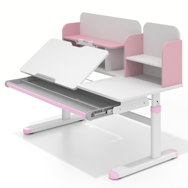 scrivania per adolescenti bianco rosa ergokid 12