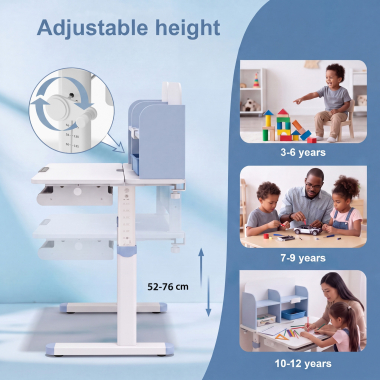 scrivania per adolescenti bianco blu ergokid 5
