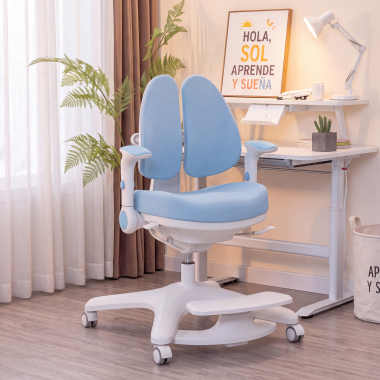sedia scrivania per bambini blu ergoduo tessuto braccioli regolabili 2d poggiapiedi estensibile 10