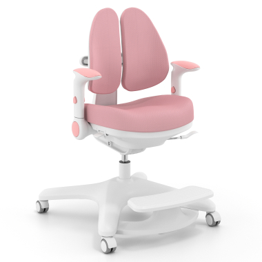 sedia scrivania per bambini rosa ergoduo tessuto braccioli regolabili 2d poggiapiedi estensibile 1