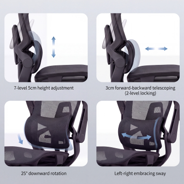 sedia ergonomica nero halo z3 rete transpirante braccioli regolabili 4d supporto lombare poggiatesta poggiapiedi estensibile 6