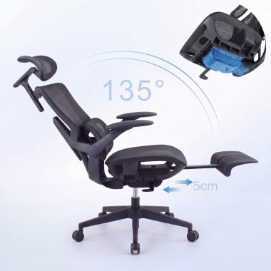 sedia ergonomica nero halo z3 rete transpirante braccioli regolabili 4d supporto lombare poggiatesta poggiapiedi estensibile 10