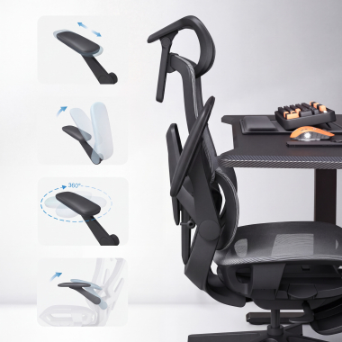 sedia ergonomica nero halo z3 rete transpirante braccioli regolabili 4d supporto lombare poggiatesta poggiapiedi estensibile 7