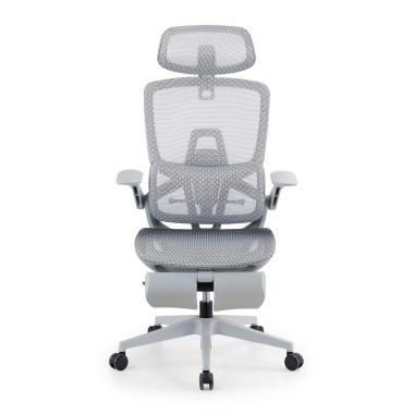 sedia ergonomica bianco grigio halo z3 rete transpirante braccioli regolabili 4d supporto lombare poggiatesta poggiapiedi estensibile 3