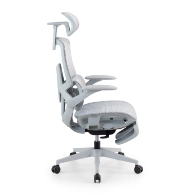 sedia ergonomica bianco grigio halo z3 rete transpirante braccioli regolabili 4d supporto lombare poggiatesta poggiapiedi estensibile 4