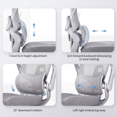 sedia ergonomica bianco grigio halo z3 rete transpirante braccioli regolabili 4d supporto lombare poggiatesta poggiapiedi estensibile 5