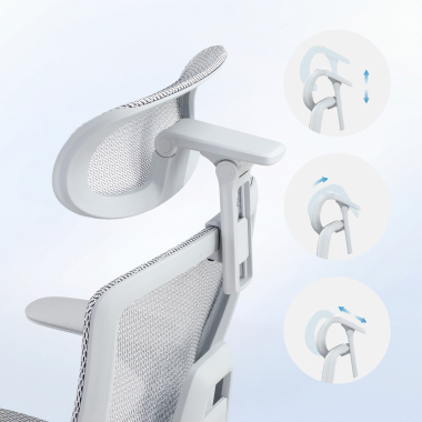sedia ergonomica bianco grigio halo z3 rete transpirante braccioli regolabili 4d supporto lombare poggiatesta poggiapiedi estensibile 7