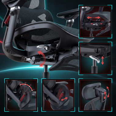 sedia ergonomica nero glide ultra rete transpirante braccioli regolabili 5d supporto lombare poggiatesta poggiapiedi estensibile 6