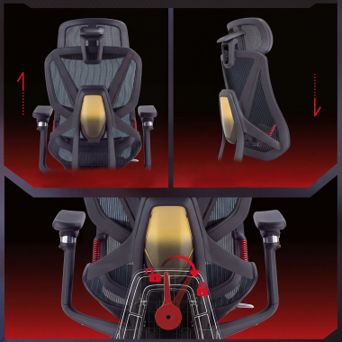 sedia ergonomica nero glide ultra rete transpirante braccioli regolabili 5d supporto lombare poggiatesta poggiapiedi estensibile 7