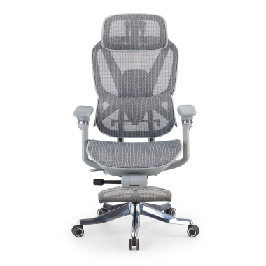 sedia ergonomica bianco grigio glide ultra rete transpirante braccioli regolabili 5d supporto lombare poggiatesta poggiapiedi estensibile 3