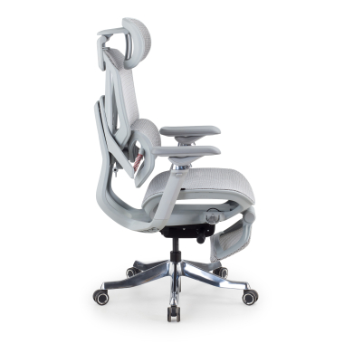 sedia ergonomica bianco grigio glide ultra rete transpirante braccioli regolabili 5d supporto lombare poggiatesta poggiapiedi estensibile 4