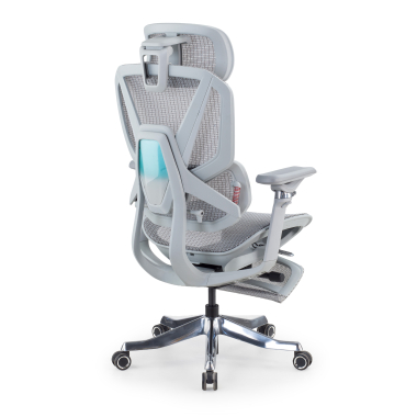 sedia ergonomica bianco grigio glide ultra rete transpirante braccioli regolabili 5d supporto lombare poggiatesta poggiapiedi estensibile 10