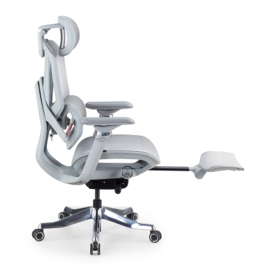 sedia ergonomica bianco grigio glide ultra rete transpirante braccioli regolabili 5d supporto lombare poggiatesta poggiapiedi estensibile 12