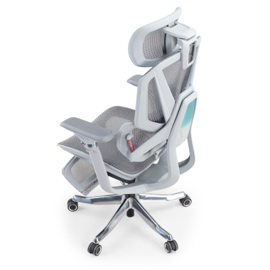 sedia ergonomica bianco grigio glide ultra rete transpirante braccioli regolabili 5d supporto lombare poggiatesta poggiapiedi estensibile 15