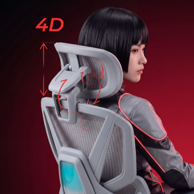 sedia ergonomica bianco grigio glide ultra rete transpirante braccioli regolabili 5d supporto lombare poggiatesta poggiapiedi estensibile 11