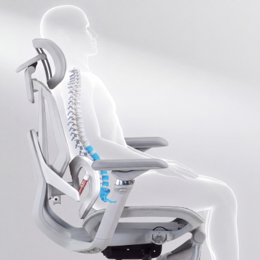 sedia ergonomica bianco grigio glide ultra rete transpirante braccioli regolabili 5d supporto lombare poggiatesta poggiapiedi estensibile 9