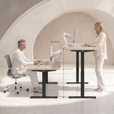 scrivania regolabile in altezza nero warm white erghos go 6