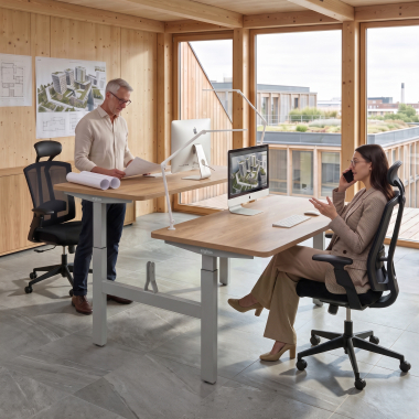 scrivania regolabile in altezza aluminio flax oak erghos go 2