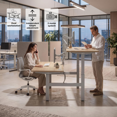 scrivania regolabile in altezza aluminio flax oak erghos go 3