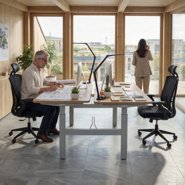 scrivania regolabile in altezza aluminio flax oak erghos go 8