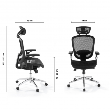 sedia da ufficio nero flex rete transpirante braccioli mobili supporto lombare poggiatesta 9
