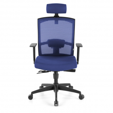 sedia ergonomica blu struttura nera poggiatesta rete transpirante braccioli regolabili 1d supporto lombare poggiatesta 4