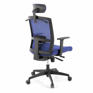 sedia ergonomica blu struttura nera poggiatesta rete transpirante braccioli regolabili 1d supporto lombare poggiatesta 8