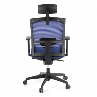 sedia ergonomica blu struttura nera poggiatesta rete transpirante braccioli regolabili 1d supporto lombare poggiatesta 7