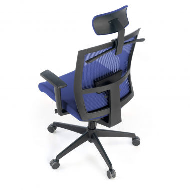 sedia ergonomica blu struttura nera poggiatesta rete transpirante braccioli regolabili 1d supporto lombare poggiatesta 5