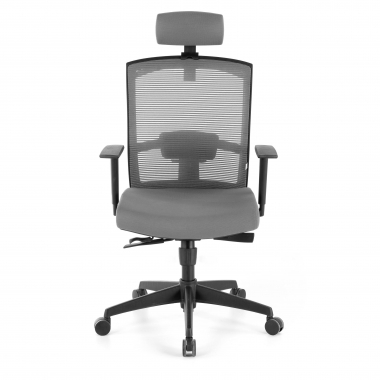 sedia ergonomica grigio struttura nera poggiatesta rete transpirante braccioli regolabili 1d supporto lombare poggiatesta 4