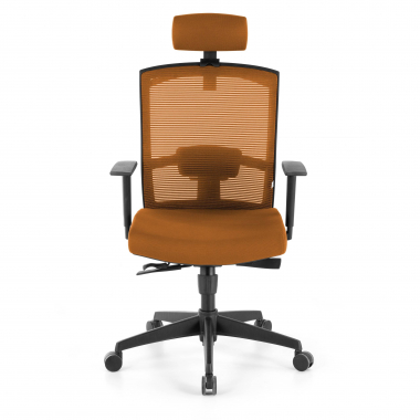 sedia ergonomica arancione struttura nera poggiatesta rete transpirante braccioli regolabili 1d supporto lombare poggiatesta 4