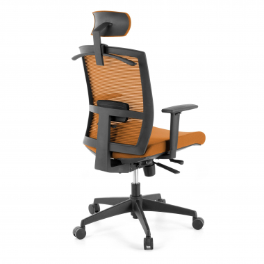 sedia ergonomica arancione struttura nera poggiatesta rete transpirante braccioli regolabili 1d supporto lombare poggiatesta 7