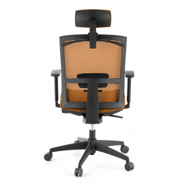 sedia ergonomica arancione struttura nera poggiatesta rete transpirante braccioli regolabili 1d supporto lombare poggiatesta 8