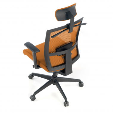 sedia ergonomica arancione struttura nera poggiatesta rete transpirante braccioli regolabili 1d supporto lombare poggiatesta 5