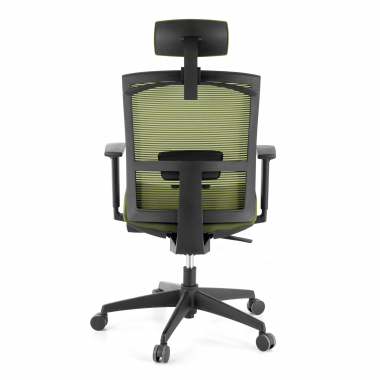 sedia ergonomica verde struttura nera poggiatesta rete transpirante braccioli regolabili 1d supporto lombare poggiatesta 8