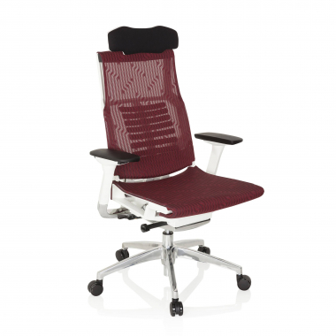 sedia da ufficio economica bianco rosso struttura bianca rete transpirante braccioli regolabili 4d supporto lombare poggiatesta 1