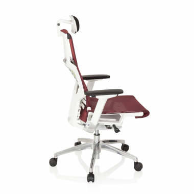 sedia da ufficio economica bianco rosso struttura bianca rete transpirante braccioli regolabili 4d supporto lombare poggiatesta 6