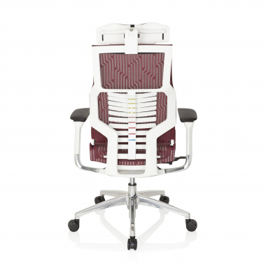 sedia da ufficio economica bianco rosso struttura bianca rete transpirante braccioli regolabili 4d supporto lombare poggiatesta 9