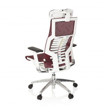 sedia da ufficio economica bianco rosso struttura bianca rete transpirante braccioli regolabili 4d supporto lombare poggiatesta 7