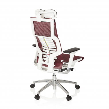 sedia da ufficio economica bianco rosso struttura bianca rete transpirante braccioli regolabili 4d supporto lombare poggiatesta 8
