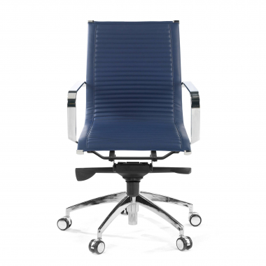 poltrona da ufficio blu struttura cromata ecopelle ecopelle braccioli fissi 2