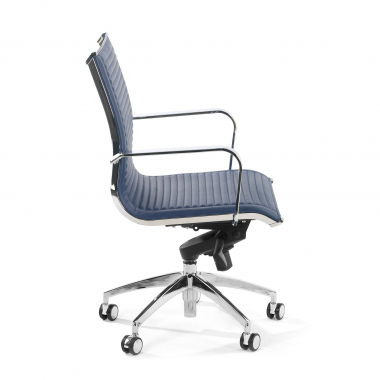 poltrona da ufficio blu struttura cromata ecopelle ecopelle braccioli fissi 3